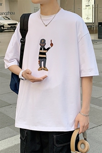 得物抖音 40支双纱高品质港风休闲半袖纯棉短袖T恤男女 T7223-P40图片
