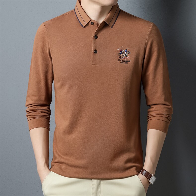 DY1977钱塘2020-3春秋新款长袖翻领男士纯棉打底衫P60，男装Polo衫，钱塘207-3