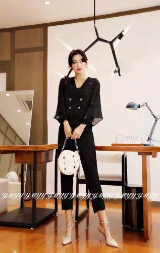 春季新款修身淑女风套裤，女装，依美依缘