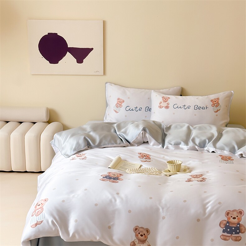 新款天丝卡通数码印花四件套，床品套件，一起卖家纺