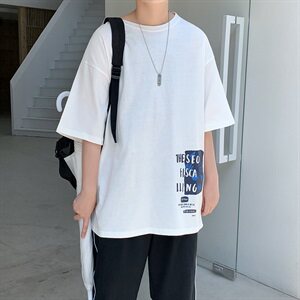 20夏季新款港风潮流韩版宽松情侣字母印花男装短袖T恤T1030-P35图片