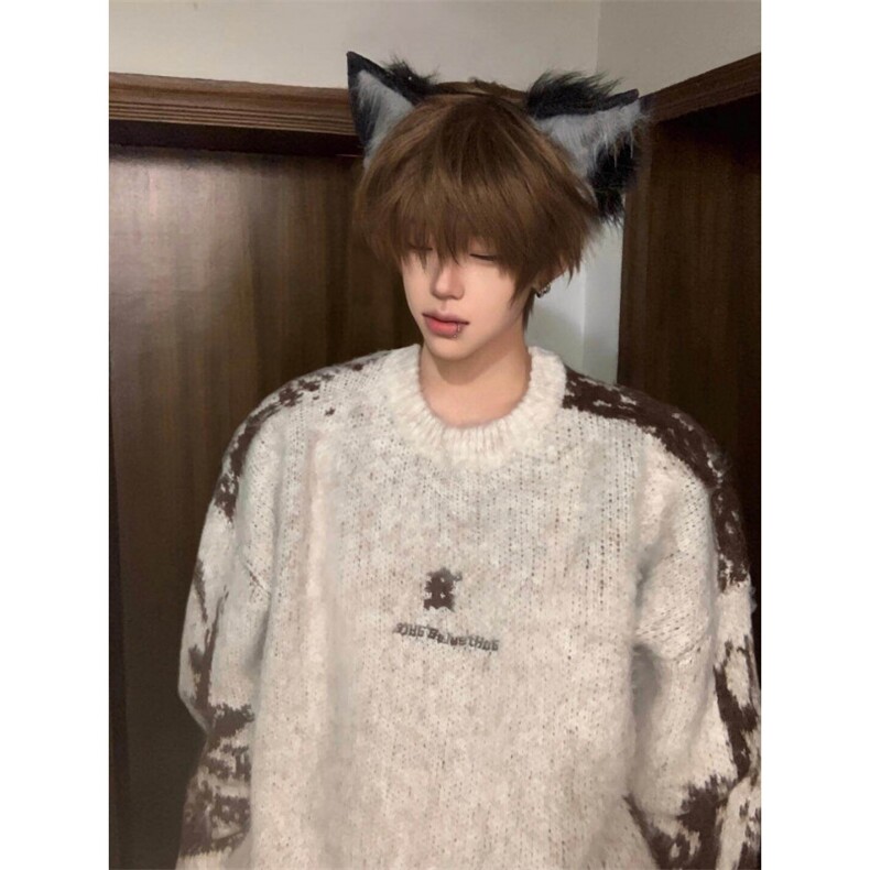 美式复古毛衣男秋冬季加厚慵懒风cleanfit扎染针织衫WLM2322-P50,男装针织衫/毛衣,星座1008