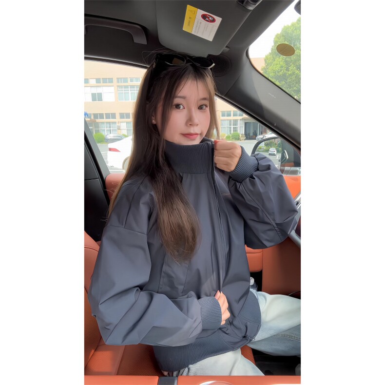 现货26春装美拉德立领飞行夹克纯色复古廓形高街棒球服外套,男装夹克,电商A486-1