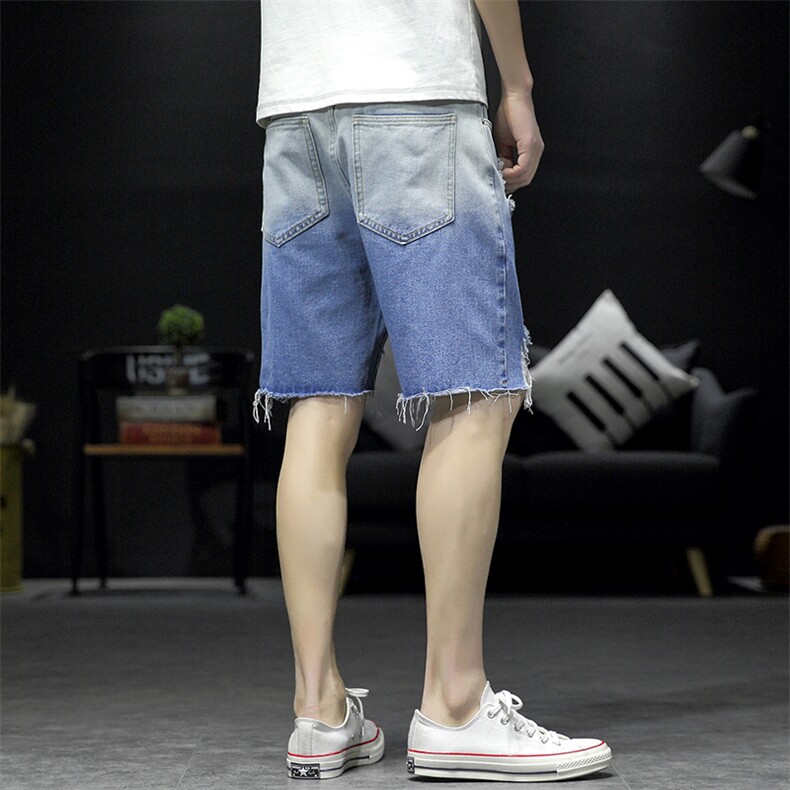 2021夏季新日系大码男沙发墙破洞猫须大码吊染牛仔短裤ND8118-P45,男装牛仔裤,电商A001