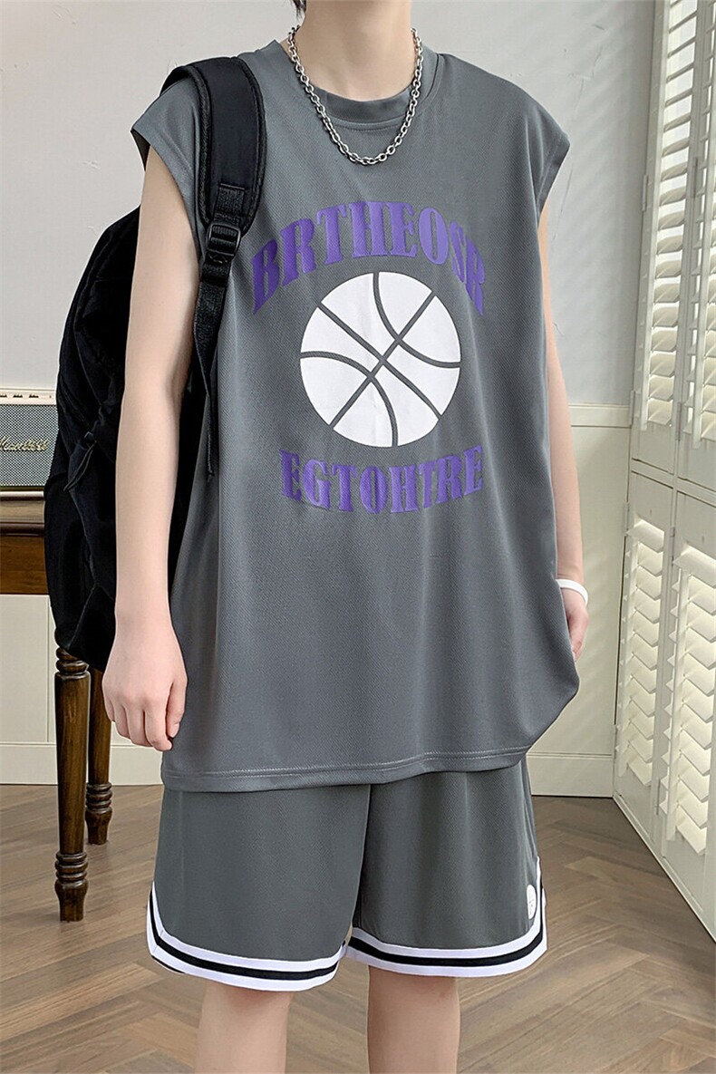 夏季运动套装篮球服五分裤两件套TZ8926-P35,男装休闲套装,星座210-1