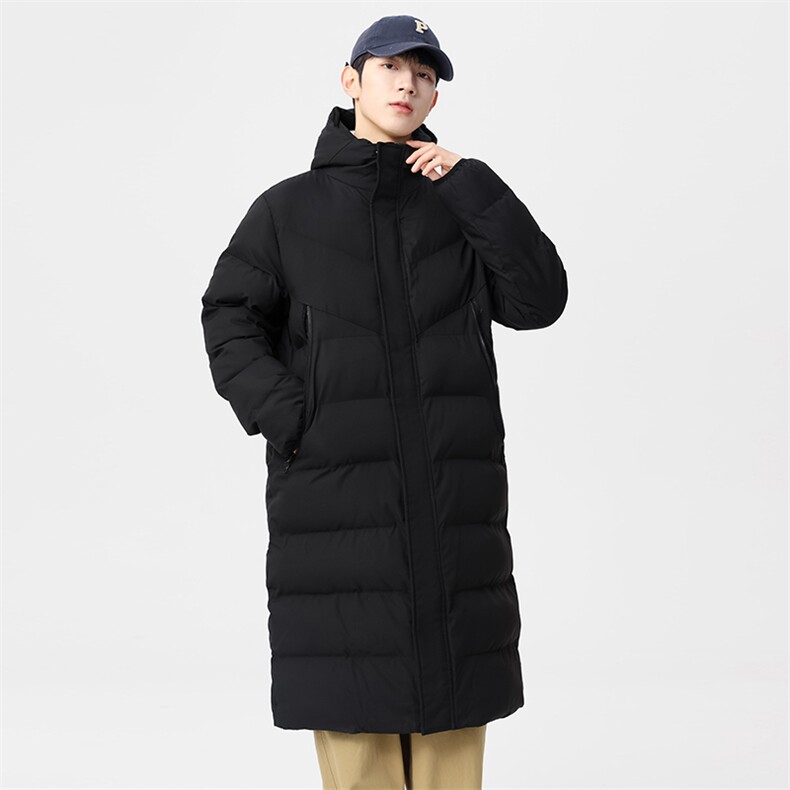 新款长棉服冬季拼色长款加厚连帽情侣装加长宽松棉袄MY8854-P130,男装棉衣,电商A128