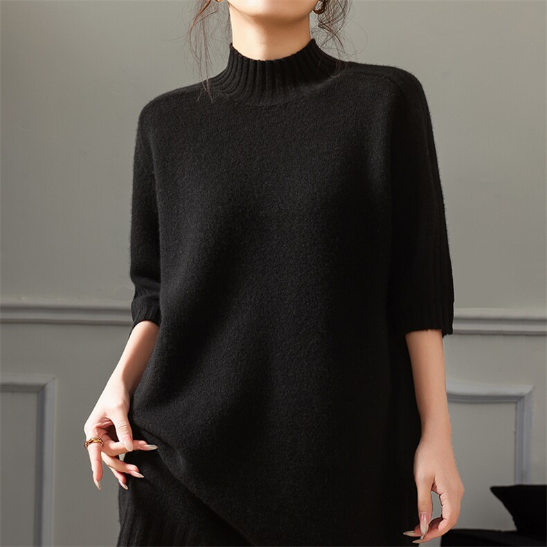 女士冬季慵懒高级感减龄内搭宽松显瘦洋气针织衫上衣，女装针织衫/毛衣，贝美羊绒