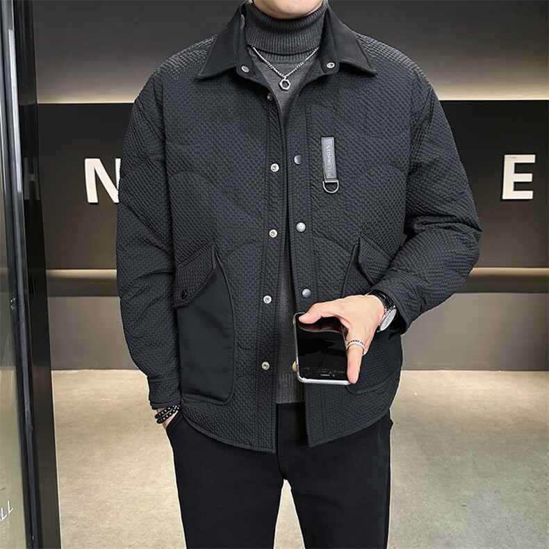 轻薄羽绒服男冬季2025新款口袋拼接翻领男装外套A313-C977-P175,男装羽绒服,电商A313