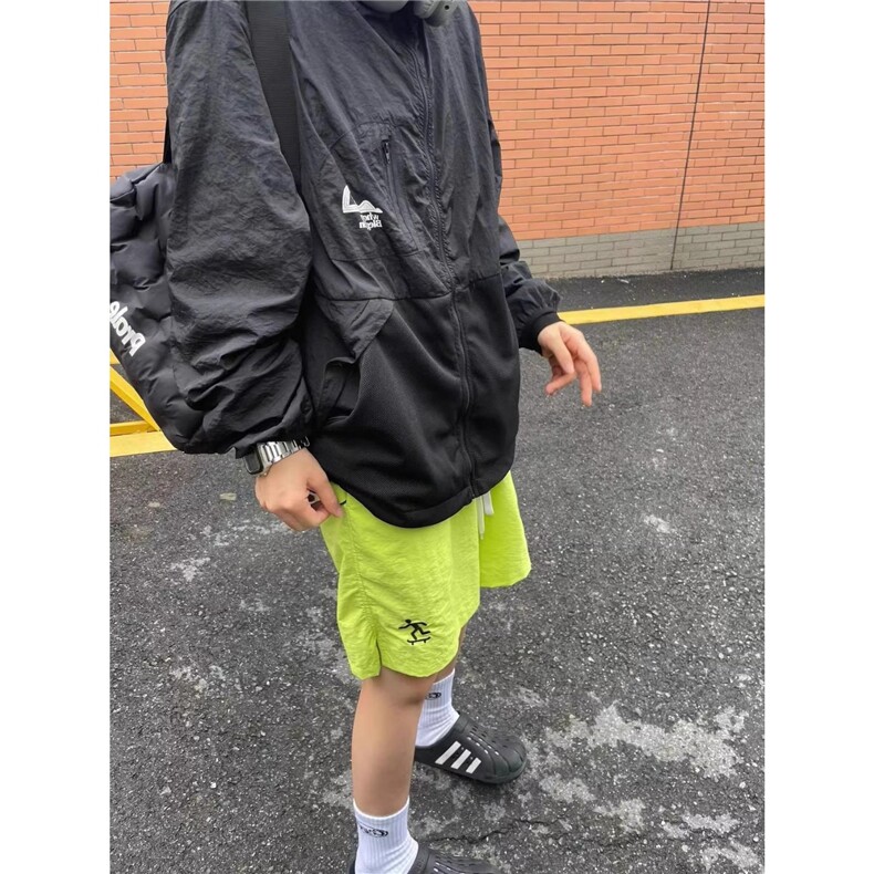 美式荧光绿速干不过膝休闲短裤男女ins潮牌嘻哈薄款宽松运动五分,男装牛仔裤,星座506A