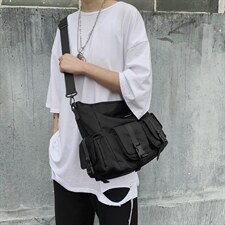 0534新款潮纯色港风多功能男士斜挎包情侣背包防水复古单肩包，鞋类箱包男包，星座510A-2