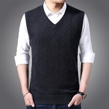 SW1912男式2023年秋冬新款羊毛背心v领商务马甲毛衣休闲针织衫P45，男装针织衫/毛衣，电商B360