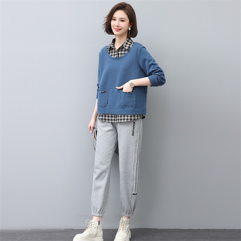 2022年秋季新款潮休闲卫衣套装女韩版宽松显瘦两件套装裤子显瘦，女装套装/套裙，忆绮罗