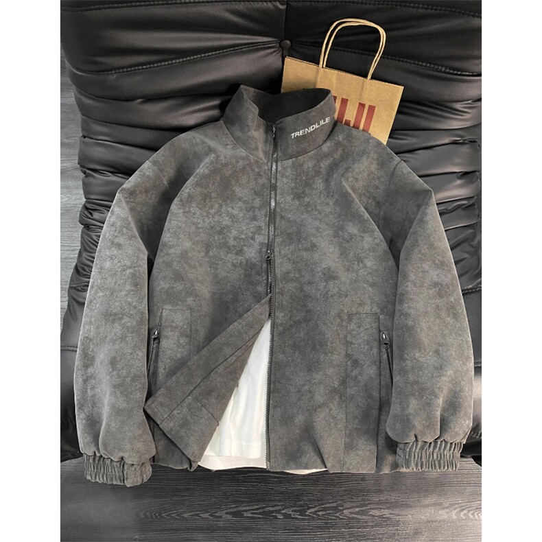 2026春季抖音得物高品质扎染PU皮衣立领雾面皮夹克外套男6155-P58，男装夹克，星座207