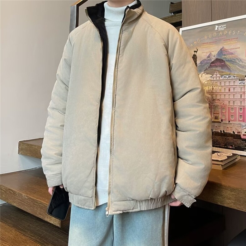 冬季立领棉衣外套男复古加厚保暖宽松纯色简约立领面包服7022P78,男装棉衣,星座410-2