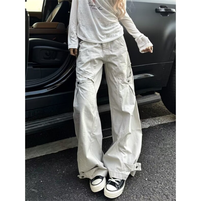 个性口袋工装休闲裤男女韩版潮流帅气2025秋冬ins长裤K6731-P53图片