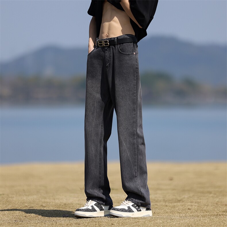 2024春季新款水洗做旧牛仔裤男美式vibe宽松直筒裤 现货K7756-P45图片