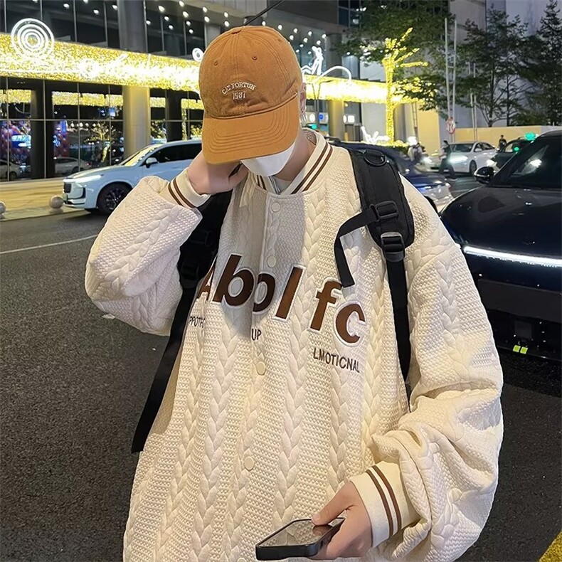 潮牌宽松棒球服外套男秋季刺绣立体字母麻花夹克外套WT43-P58,男装夹克,星座1109-3