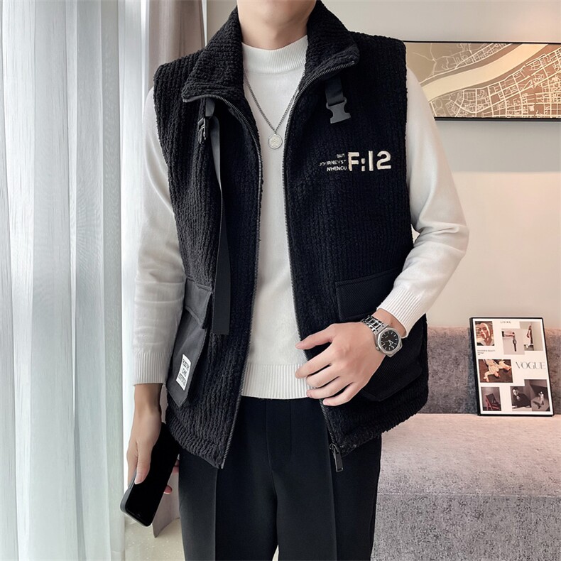 2024冬季加厚羊羔毛立领棉马甲背心外套男M501-p115控165,男装背心/马甲,电商D303