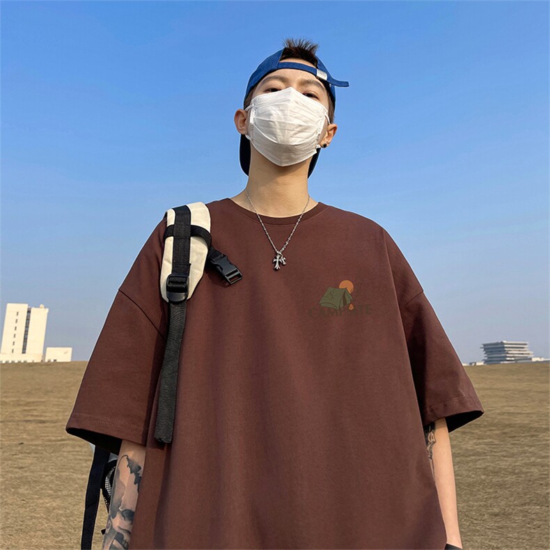 220克重磅美式潮牌宽松短袖t恤T1107-P25直播供应280克高品质P35,男装T恤,电商A486