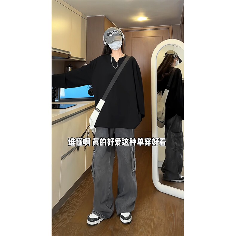 量大优供视频港风摆拍大码V领长袖T恤卫衣男CP81-特p25,男装T恤,电商B371