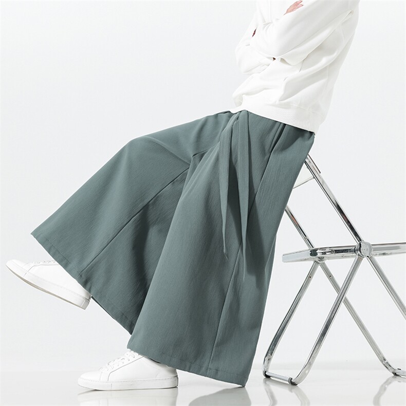 2025秋冬汉服唐装风棉麻阔腿裤马面裤K371加绒P65-常规P55,男装民族服装,电商A057B