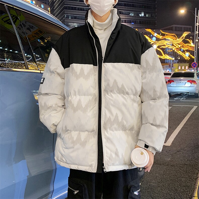 秋冬2024新款立领加厚拼接印花棉衣外套A436-5902-P98控价138,男装棉衣,电商A436