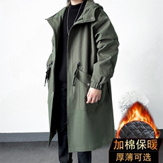4W件加绒风衣男中长款大衣棉衣男F994薄P95加棉P110港风六，男装风衣，星座401