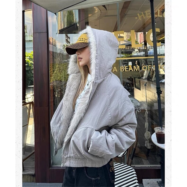 网图有货座山雕毛领外套男复古帆布水洗棉服夹克情侣JK97-P120，男装夹克，星座1505