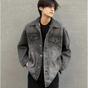 美式牛仔外套男高街翻领衬衣夹克秋oversize宽松上衣JK1062-P158图片