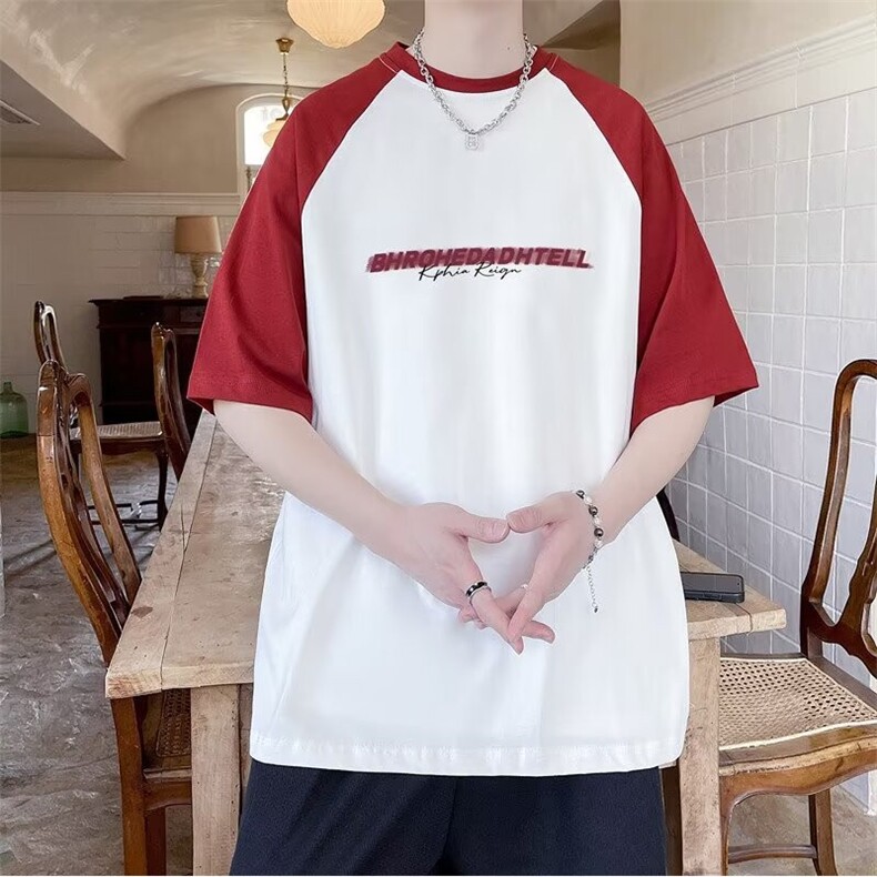 美式复古短袖t恤男夏季青少年上衣情侣潮牌潮流宽松半袖,男装T恤,星座410-7