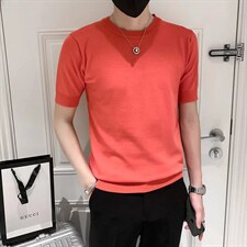 男春季潮韩版宽松百搭情侣冰丝短袖针织衫S251P35，男装针织衫/毛衣，星座1116-2