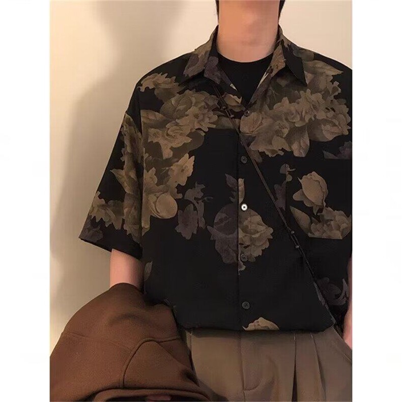 网络图现货腰果花衬衫男短袖夏季潮牌衬衣设计感五分袖RA801-P40,男装T恤,星座1005-4