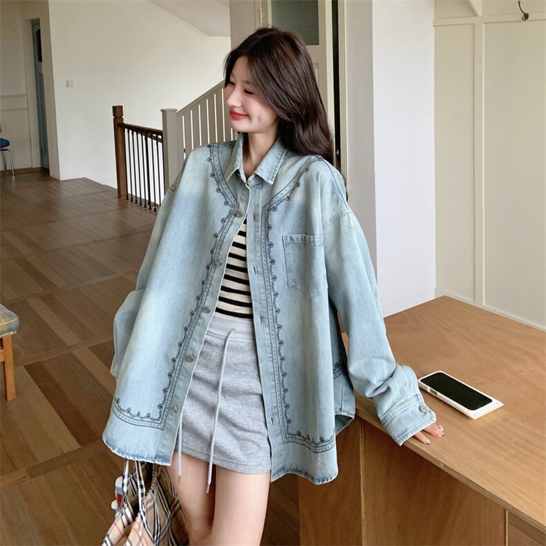 新品重工牛仔衬衫外套5575-P155-K258,女装衬衫,2C275