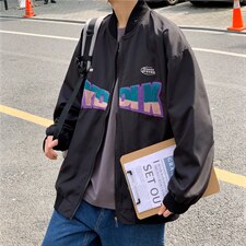 2023新款宽松百搭男装夹克秋季字母立领棒球服男外套W3577-P55，男装夹克，星座512-2