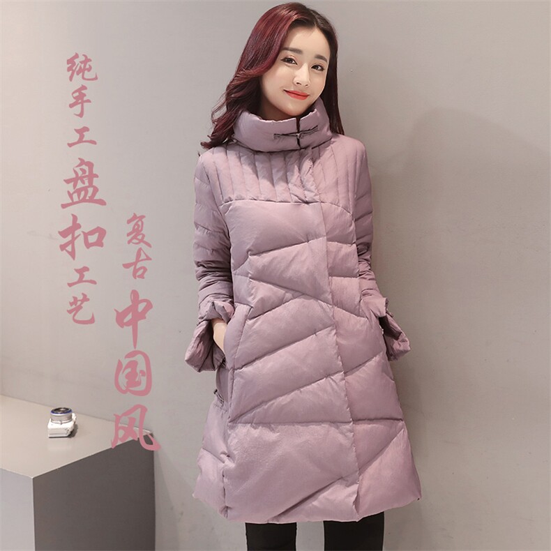 备货1000件2023冬新款中长款时尚百搭简约气质优雅棉衣修身长袖图片
