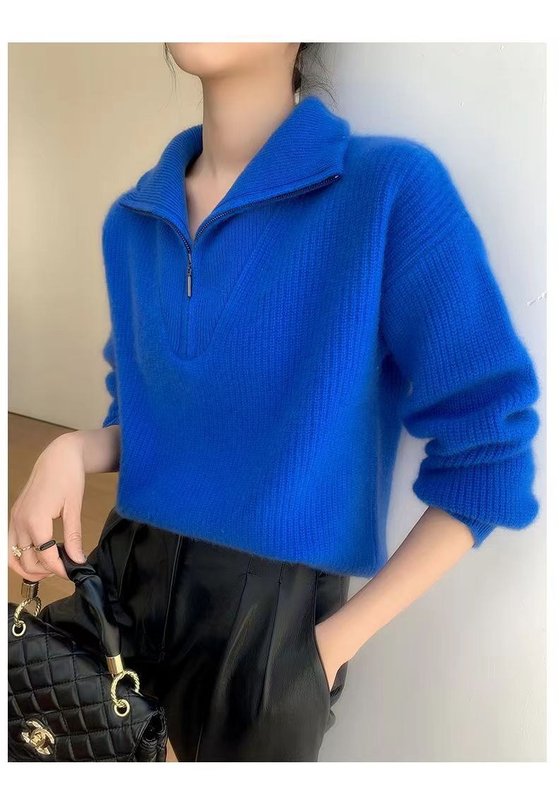 2025年秋季高级慵懒半高领上衣,针织衫/毛衣,尚可儿羊绒