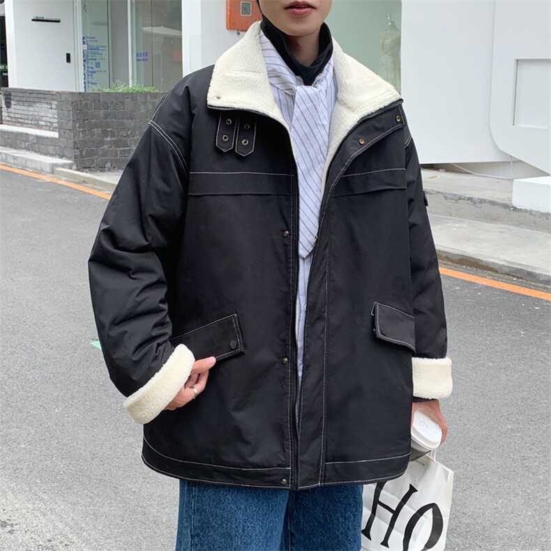 男装羊羔绒外套秋冬季潮流宽松大码休闲百搭棉衣棉服M023-P125图片