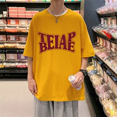 T652P26夏季新款港风纯棉短袖T恤ins衣服宽松半袖体恤上衣，男装T恤，星座304A