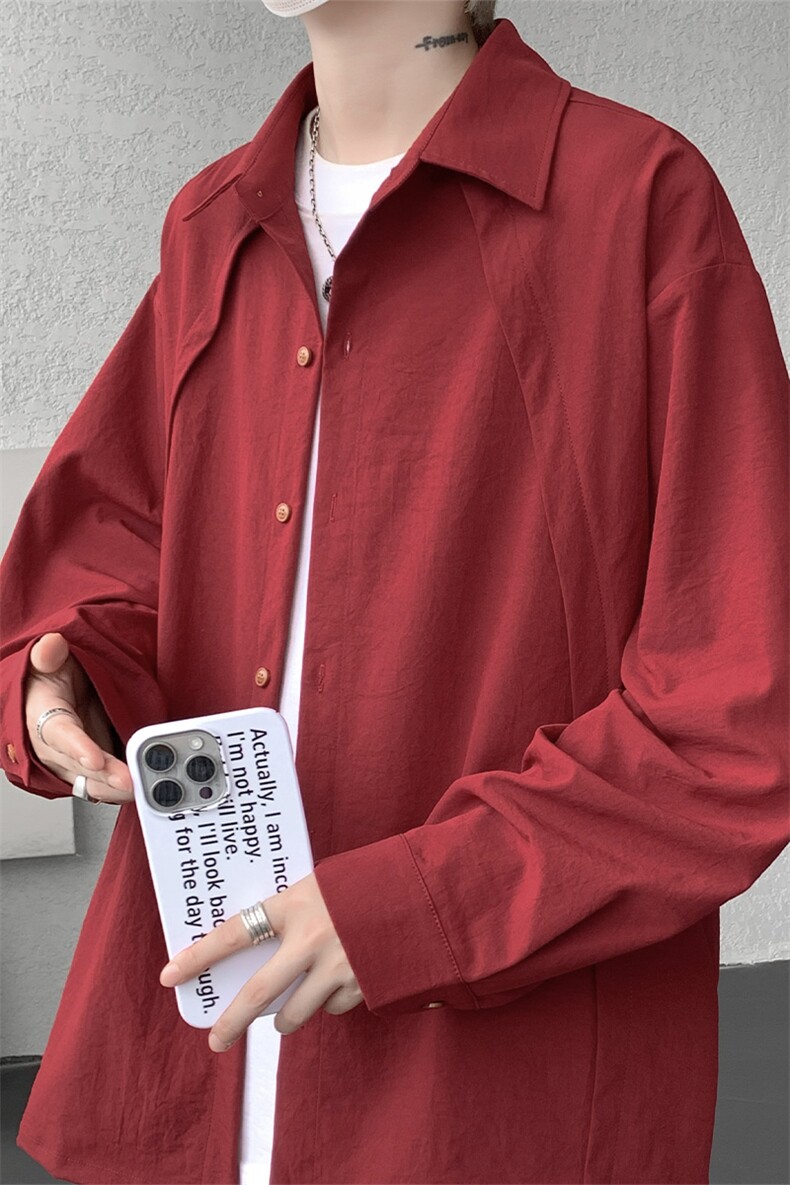 CS1159-特P33控58秋季潮流大码拼接高级感痞帅衬衫宽松外套男,男装衬衫,电商A059
