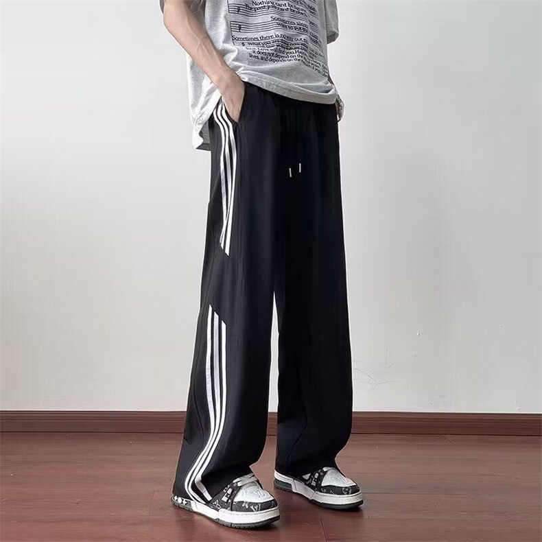 条纹速干裤子男士夏季2025宽松阔腿男生运动裤休闲长裤K5665-P37,女装休闲裤,星座412-2