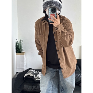 现货厚实灯芯绒衬衫男秋冬款港风宽松复古长袖衬衣CS027-P48图片
