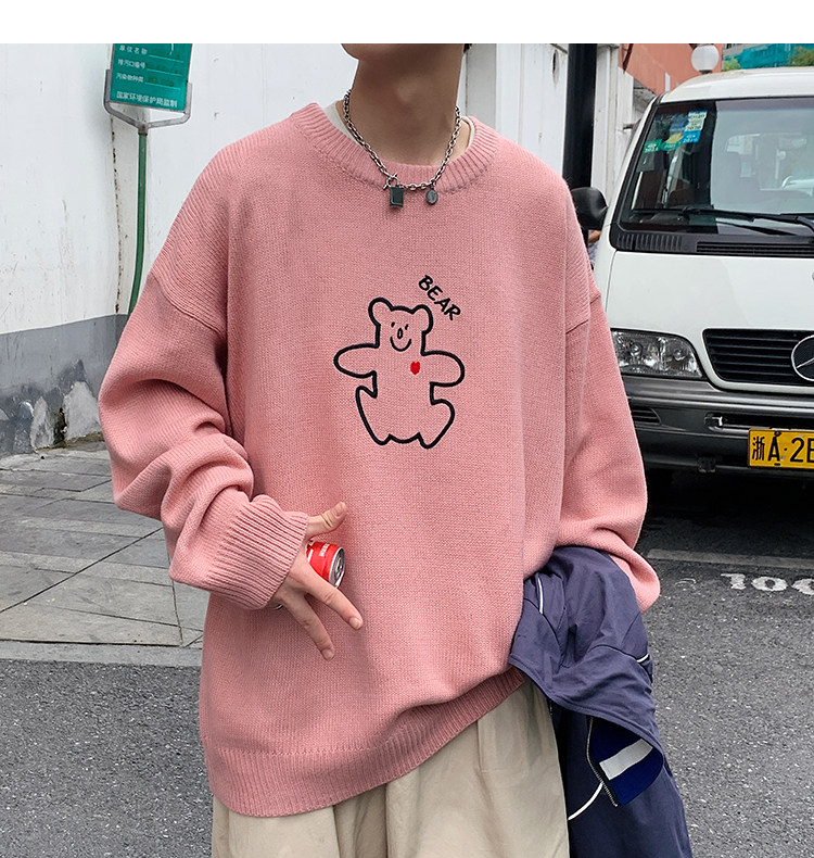 男休闲宽松中性风毛衣刺绣原宿圆领毛衫W509-P68,男装针织衫/毛衣,电商A132（原电商B245）