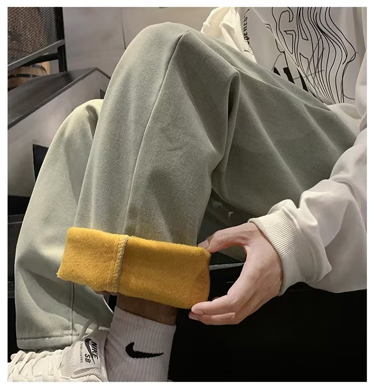 加绒加厚牛仔裤男黄泥色宽松直筒阔腿裤牛仔裤JR630-P48,男装牛仔裤,星座1001-1