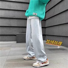 牛仔裤男秋冬加绒直筒宽松阔腿休闲长裤N264P38加绒45图片