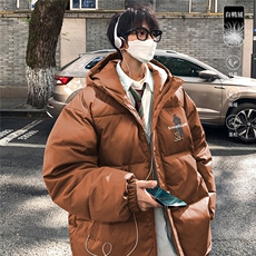 港风冬季新款连帽白鸭绒羽绒服男潮宽松印花YR6145P225控268，男装羽绒服，电商A268A
