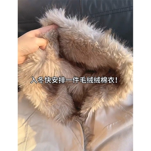 现货高品质美式高街冬季重磅硬挺短款座山雕毛领棉衣男女加厚外套图片