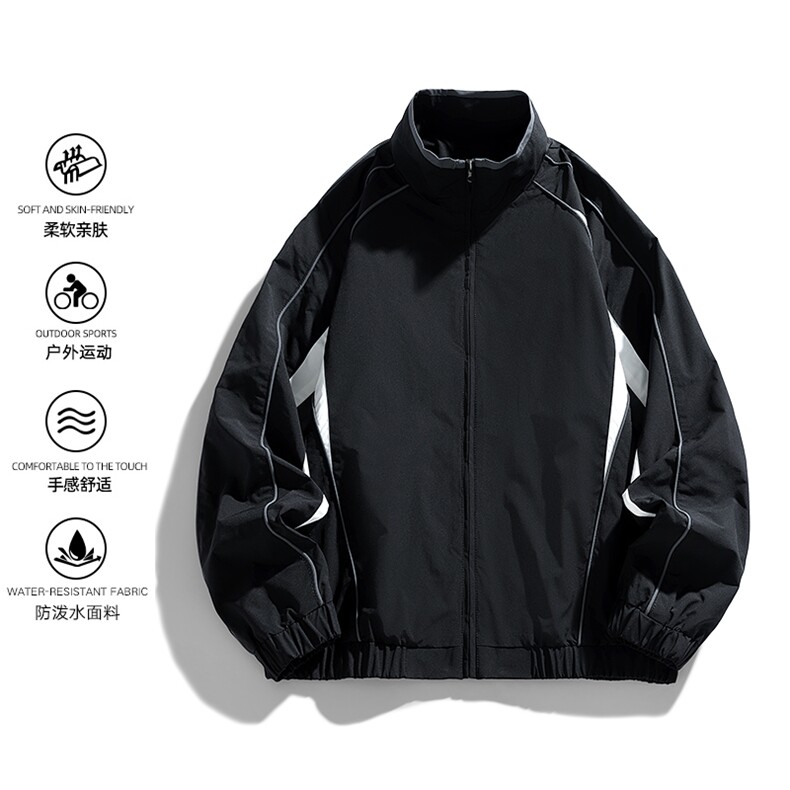 2025秋季新款现货立领拼色平铺宽松运动夹克男DSA157-1-J1572-P76,男装夹克,电商A157-1