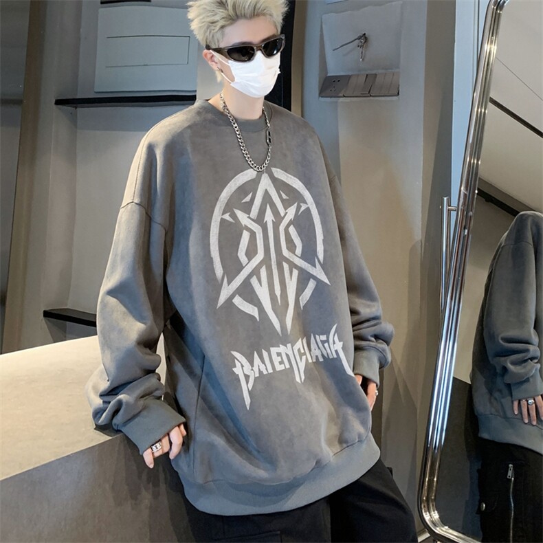 秋装复古美式水洗做旧重磅麂皮绒卫衣301B-JB1507-p45图片