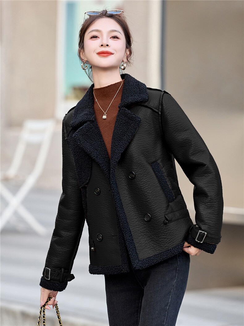 2025年冬季新款现货时尚潮流加绒保暖皮毛一体,女装皮衣,臻衣坊