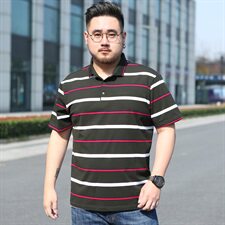 大码男士条纹短袖T恤翻领半袖体恤衫加肥加大号5923款，男装T恤，星座802